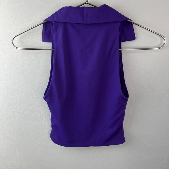 BABATON Contour Purple Crop Polo Tank Stretch Skipper Collar Pullover Size 2XS - Picture 2 of 5